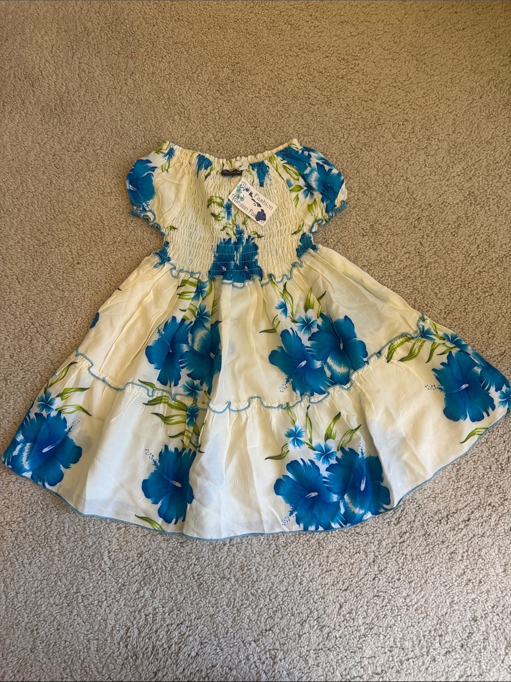Girls Blue Floral Hawaiian Sundress